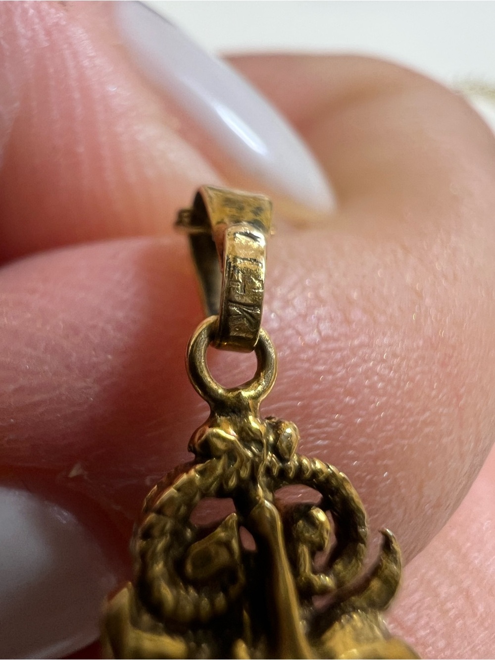 Antique 14K yellow gold with opals pendant necklace - Picture 12 of 15